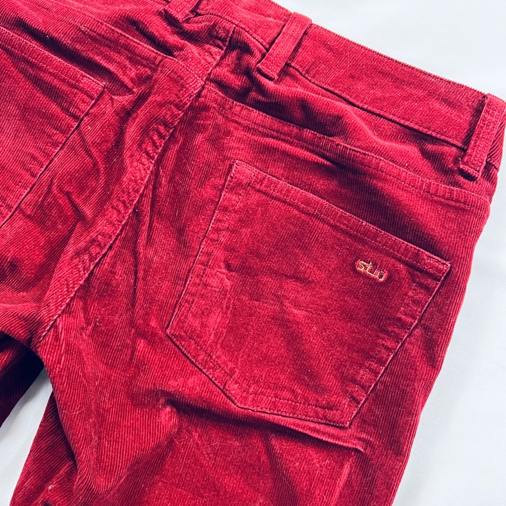 Stio Rivet Corduroy Pants Womens 4R Red Organic Cotton Stretch Slim 100060